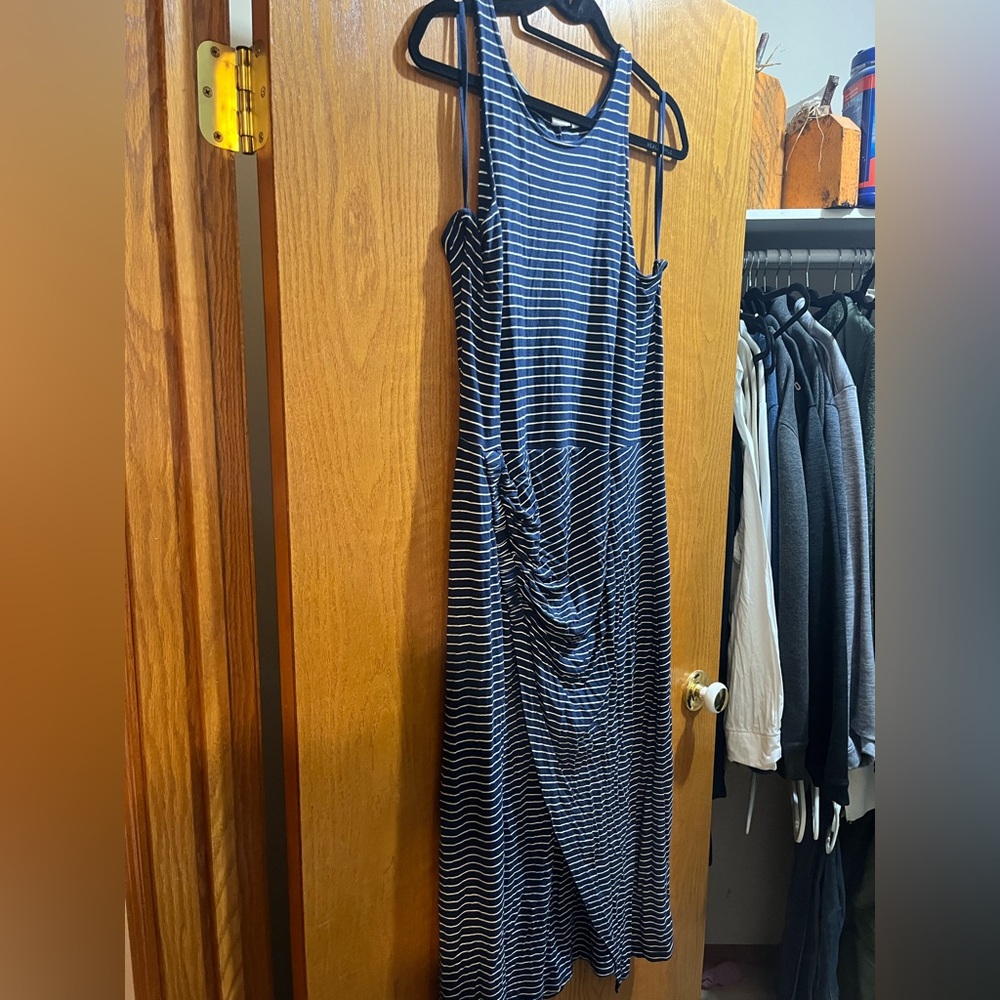 GAP Blue and White Striped Midi Dress